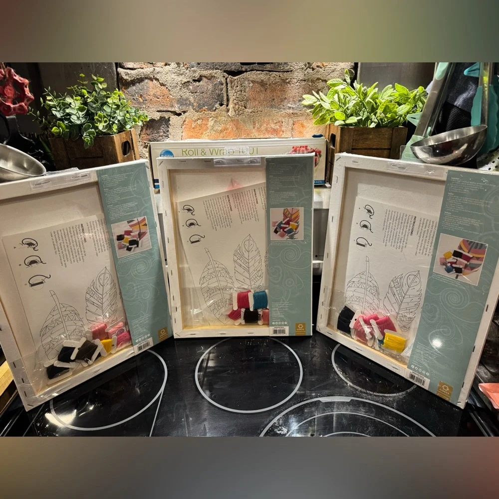 Colorful Feather Canvas Art Set • Includes All 3 - Picture 5 of 8
